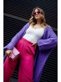 Wide pants with elasticated pockets, fuchsia 05036 - Online store - Boutique